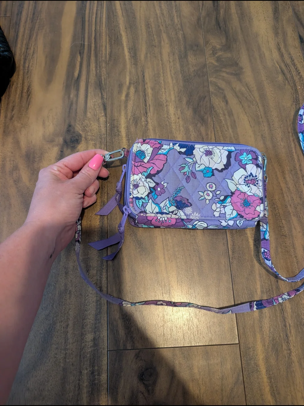 Vera Bradley Lavender Floral Quilted Crossbody Wallet